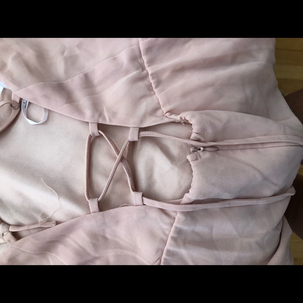 Lulus blush maxi dress with ruffle leg slit - Picture 4 of 5
